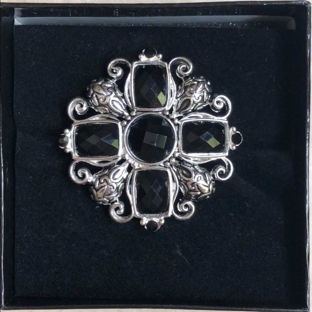 Silver and Black Brooch